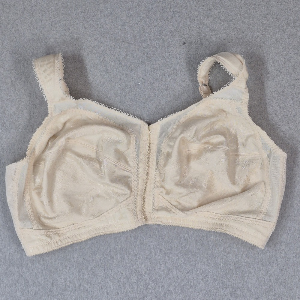 Playtex Women Bra 46DD Beige Floral Wireless 4695 Lace Unlined